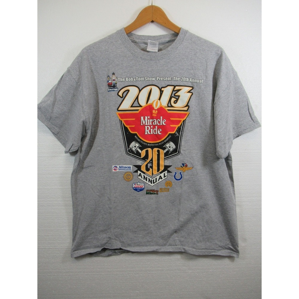 Bob and Tom T-shirt Men XL Gray Biker Miracle Ride Indianapolis Q95 Short Sleeve - Picture 1 of 5